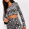 Front View Badass Snake Bitch Corset Hoodie in Ivory Multi