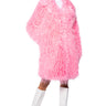 Front View Baddest Out Faux Fur Coat In Pink