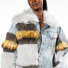 Front View Baddie Status Faux Fur Jean Jacket