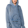 Front View Bag Alert Oversized Mineral Wash Sweatshirt In Blue