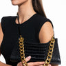 Front View Baguette Croc Chain Purse