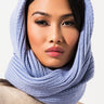 Front View Bailee Knit Infinity Scarf in Periwinkle