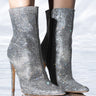 Front View Baller Silver Glitter Bootie