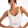 Front View Bandage Mesh Sleeveless Bodysuit