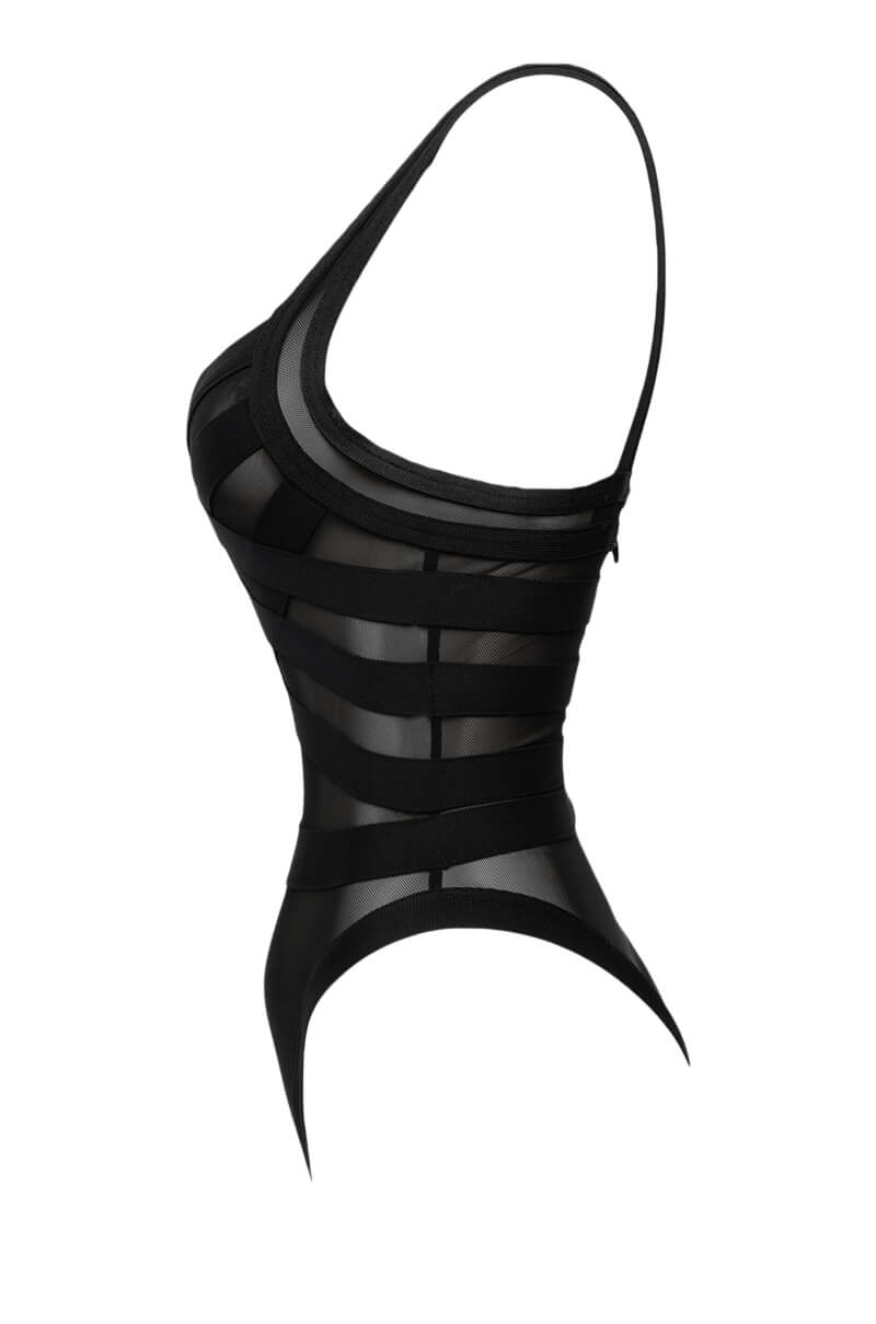 Side View Bandage Sleeveless Bodysuit 1