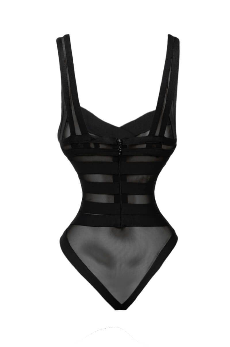 Back View Bandage Sleeveless Bodysuit 2