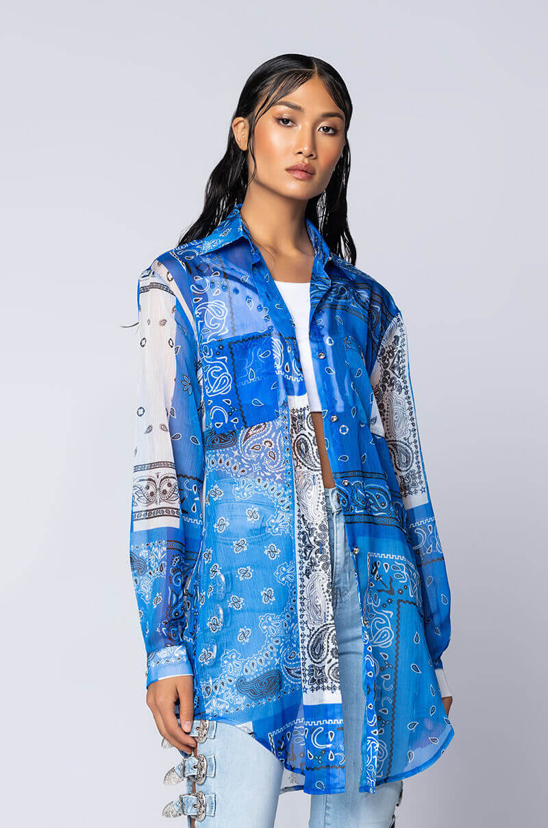 BANDANA POPSICLE LONG SHIRT BLUE MULTI view 0