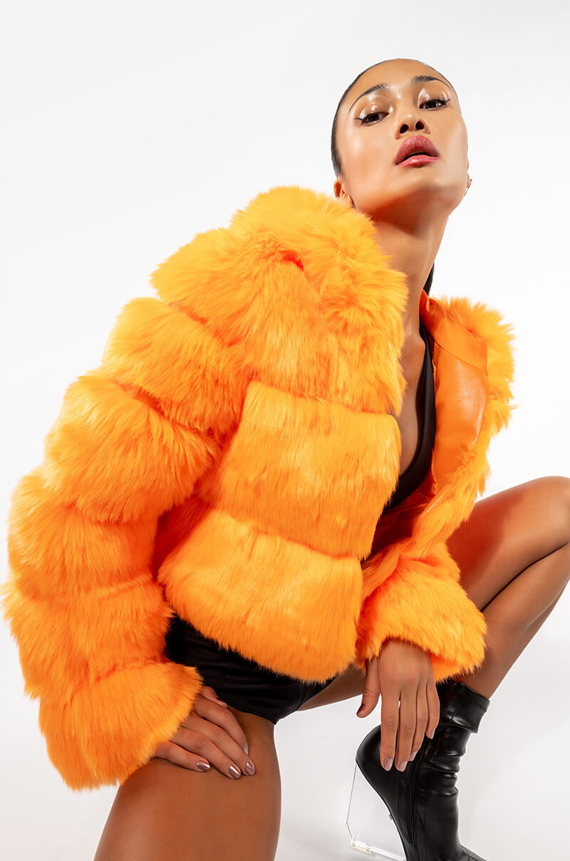 BAPE ORANGE FAUX FUR JACKET view 0