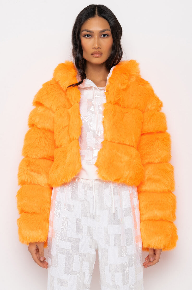 Full View Bape Orange Faux Fur Jacket