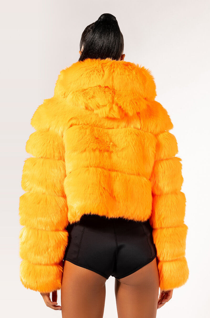 Full View Bape Orange Faux Fur Jacket