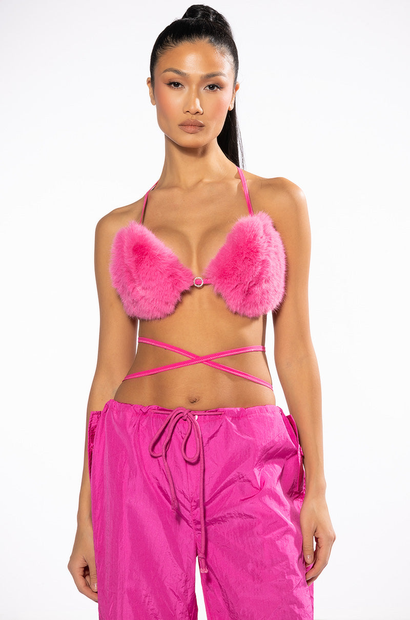 Detail View Barbz Faux Fur Bralette