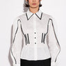 Front View Bardot Contrast Trim Button Down Blouse