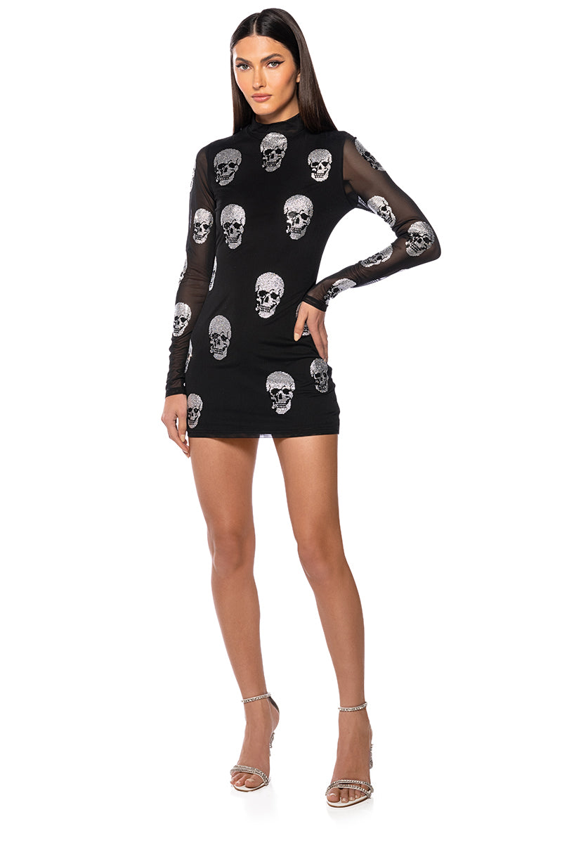 Back View Bare Bones Embellished Mini Dress
