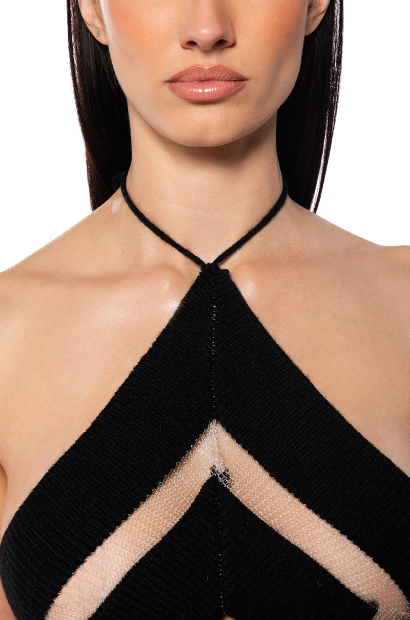 Extra View Barely There Halter Top In Black