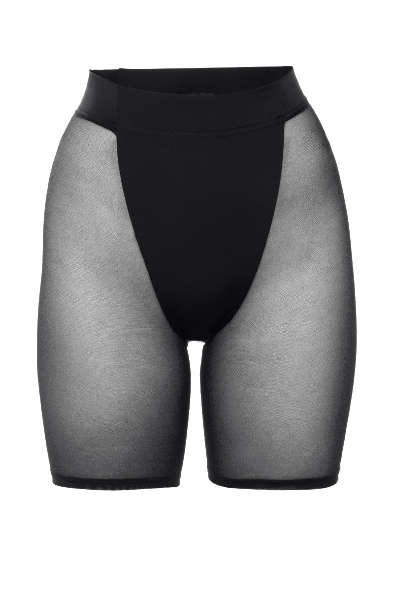 Front View Barely There Mesh Biker Short