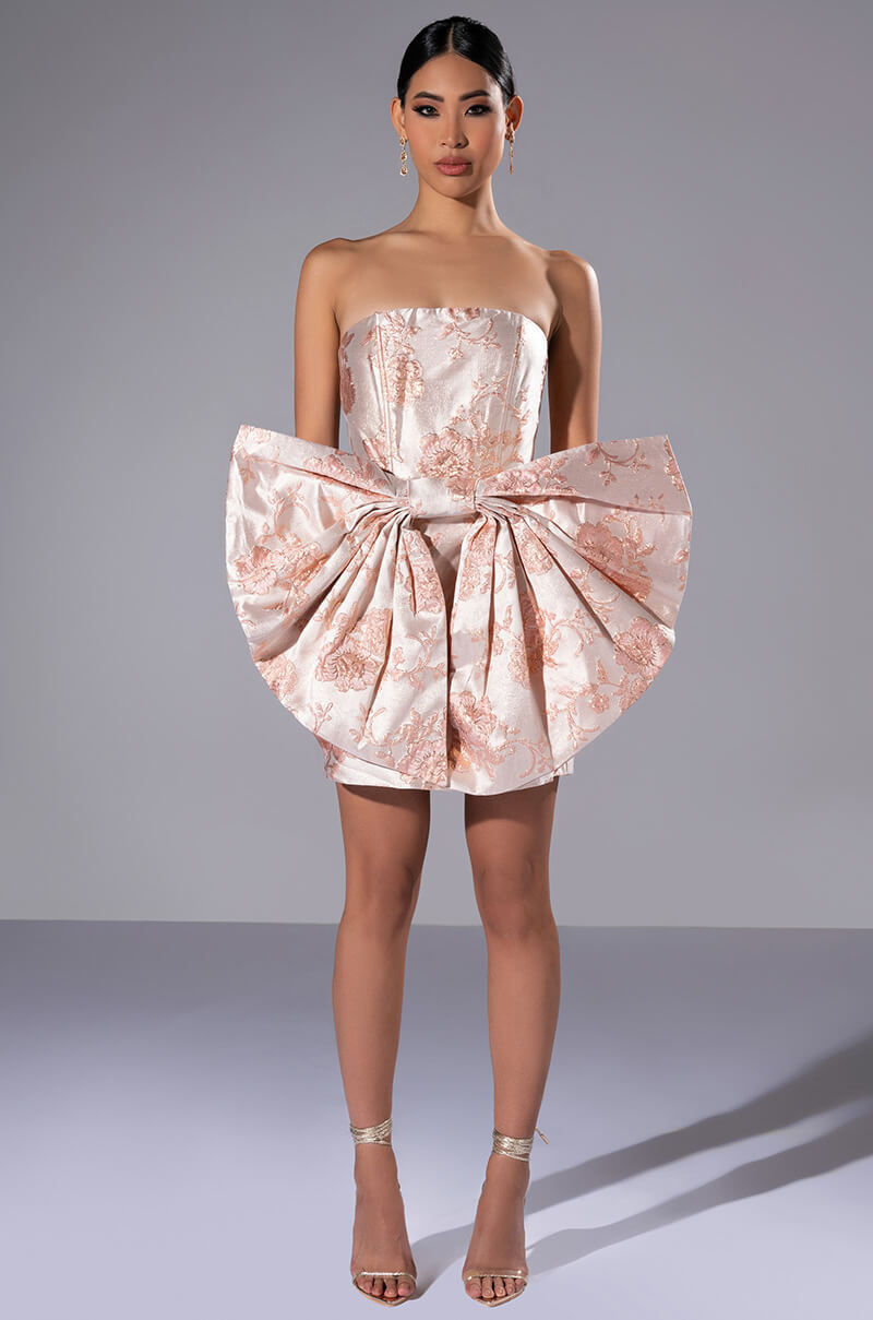 Side View Baroque Love Affair Corset Bow Mini Dress