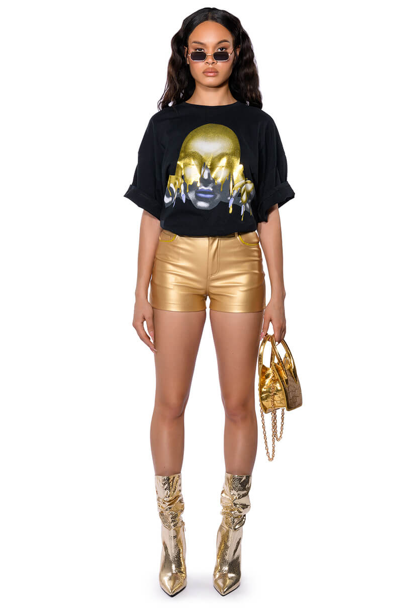 Back View Bash Metallic Pu Booty Short