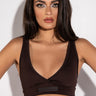 Front View Basic Luxe Mocha Bralette