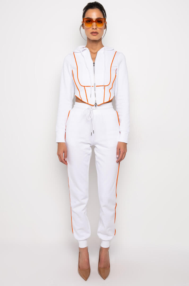 Extra View Batter Up Contrast Trim Cropped Hoodie