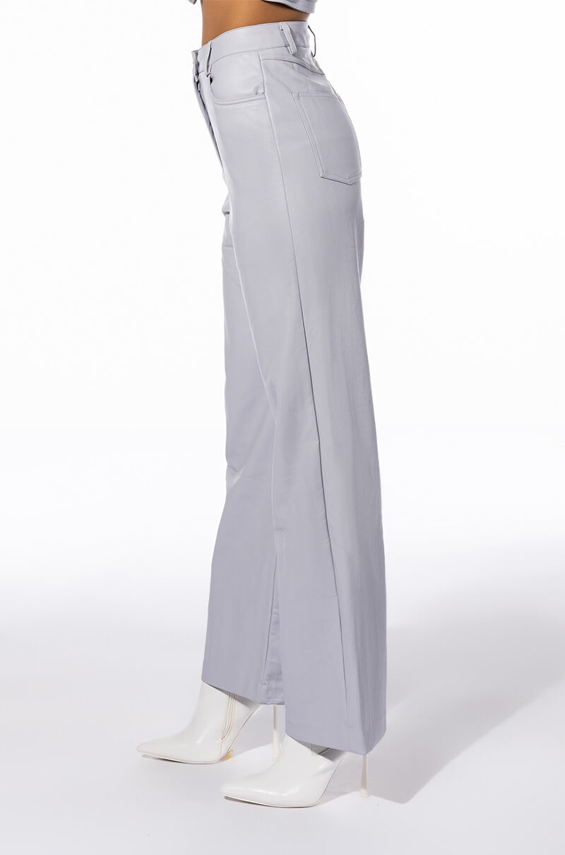 Detail View Be About It Faux Leather Wide Leg Pants