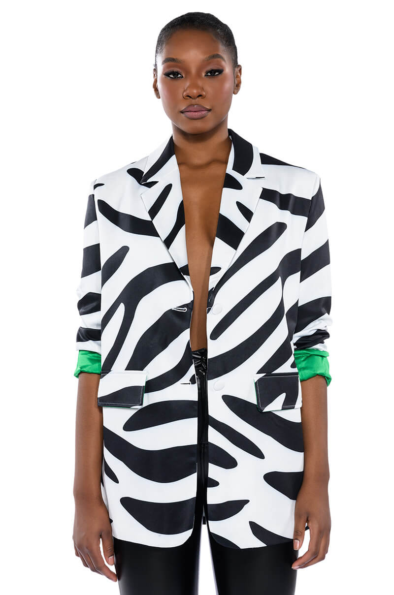 BE BOLD OVERSIZED ZEBRA BLAZER view 0