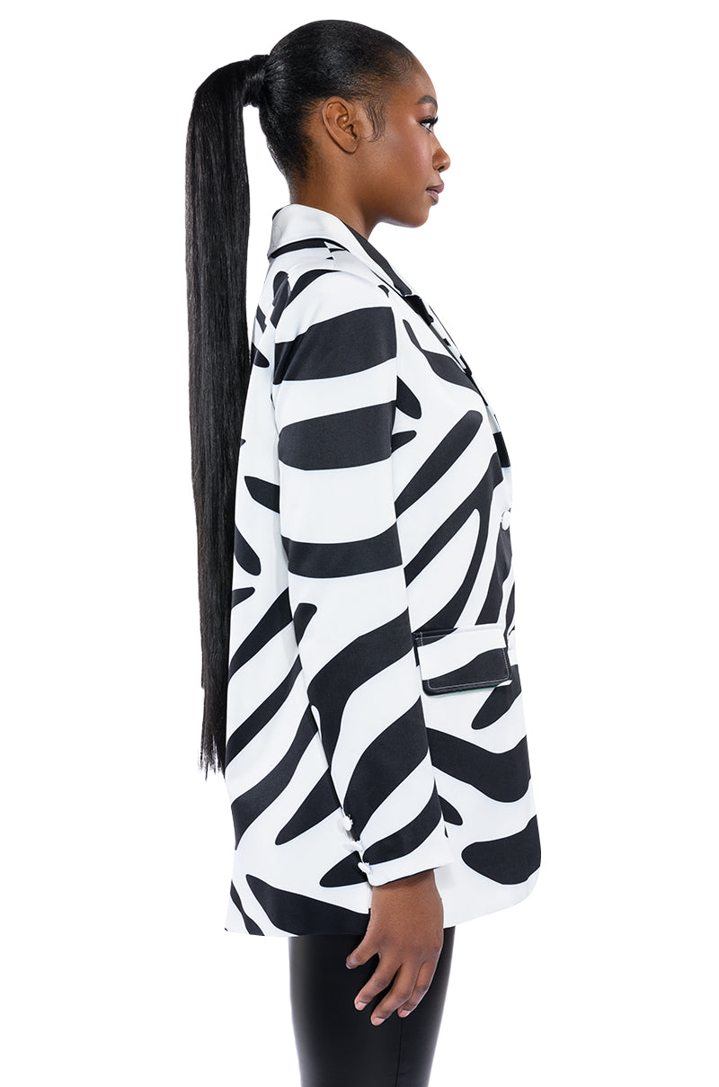 Extra View Be Bold Oversized Zebra Blazer