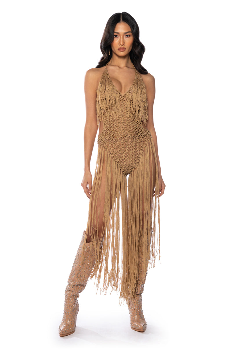 Front View Beachy Keen Crochet Halter Romper 0