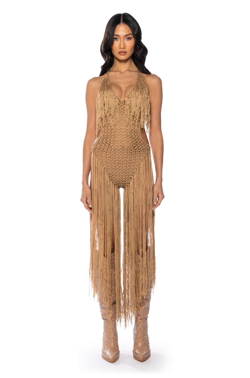 Side View Beachy Keen Crochet Halter Romper 1