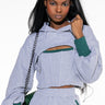 Front View Beam Me Up Corset Detail Cutout Sweatshirt