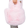 Front View Bear Hug Faux Fur Mini Tote Bag In Light Pink