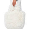 Front View Bear Hug Faux Fur Mini Tote Bag