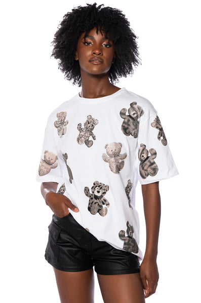 BEAR WITH ME EMBELLISHED TEE – AKIRA