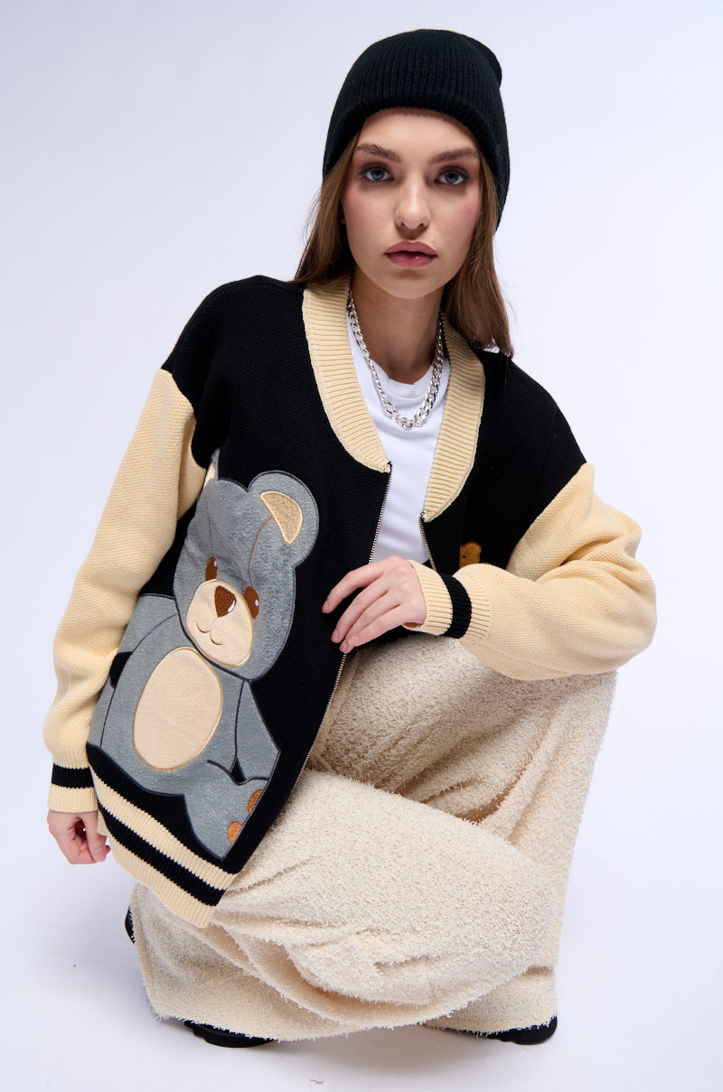 Side View Beary Cozy Full Zip Oversized Sweater