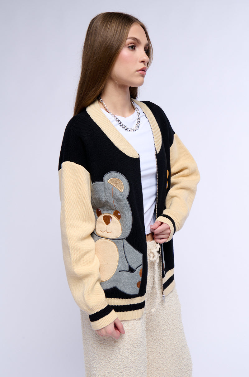 Full View Beary Cozy Full Zip Oversized Sweater