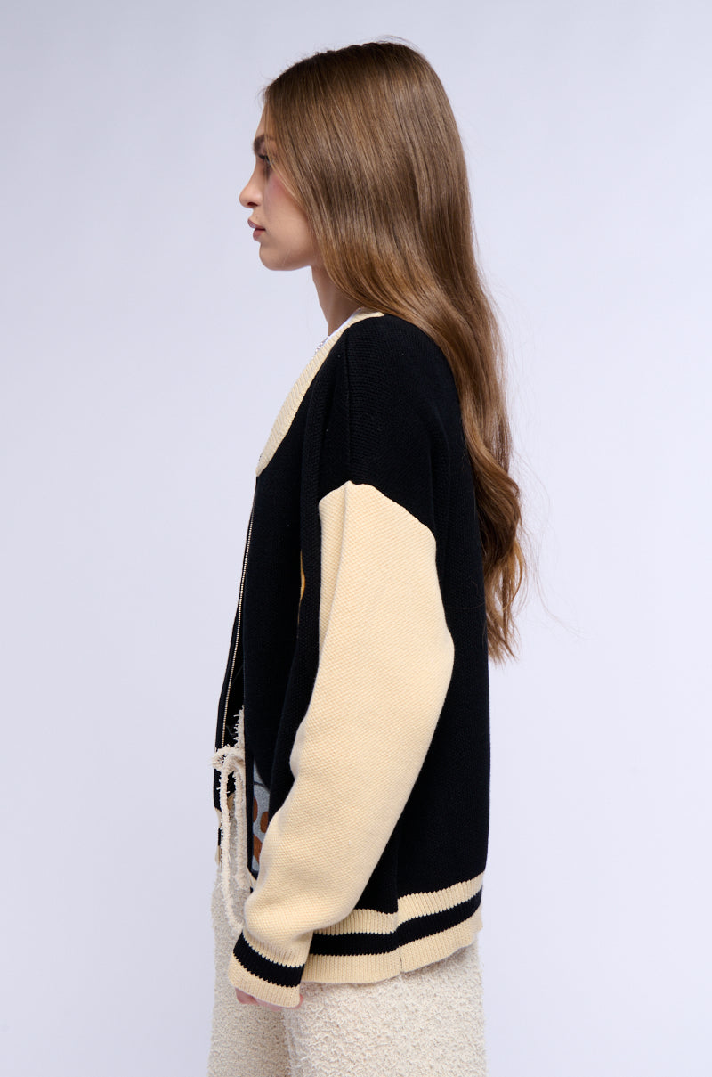 Extra View Beary Cozy Full Zip Oversized Sweater