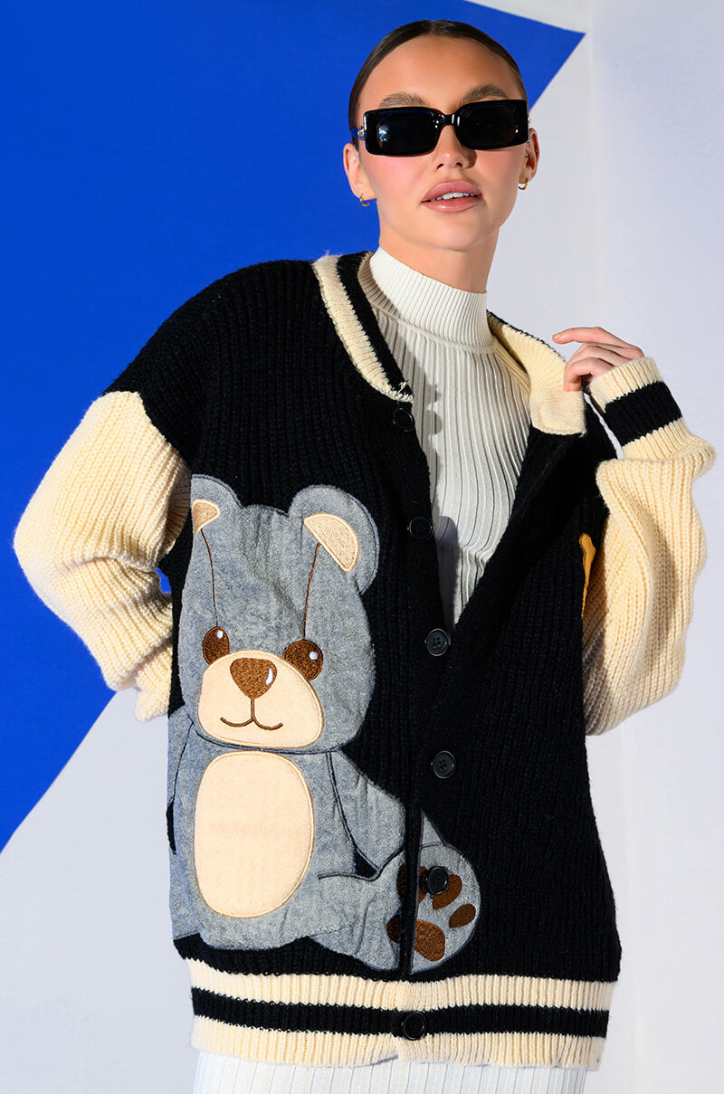 Side View Beary Cozy Knitted Cardigan 1