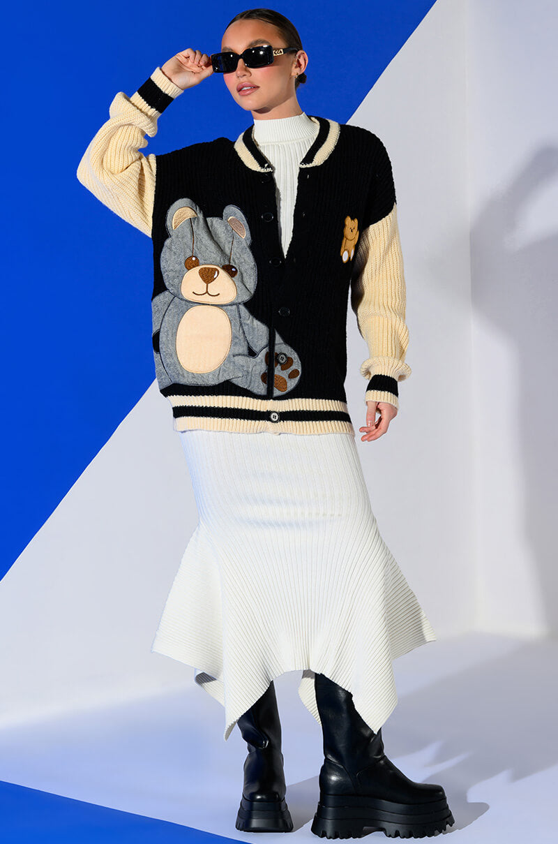 Back View Beary Cozy Knitted Cardigan 2