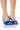 Front View Beast Mode Fuzzy Pointed Toe Sandal In Blue