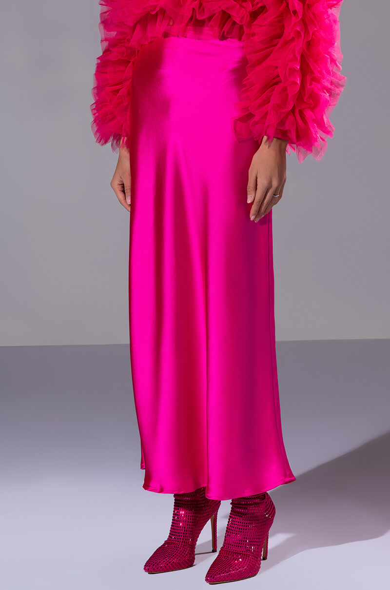 Front View Beautiful Heart Satin Maxi Skirt 0