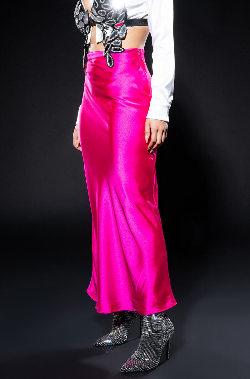 Front View Beautiful Heart Satin Maxi Skirt 1
