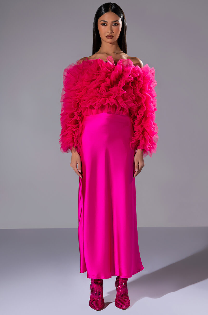 Side View Beautiful Heart Satin Maxi Skirt 2