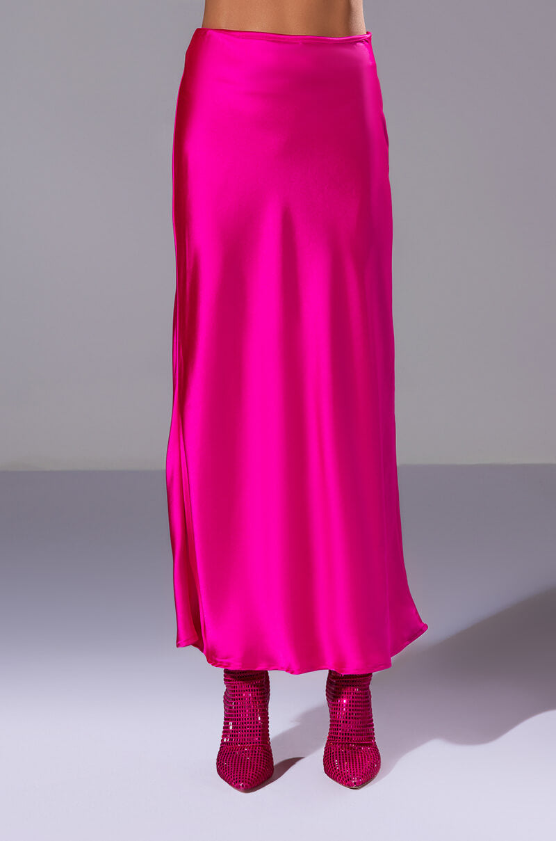 Back View Beautiful Heart Satin Maxi Skirt 4