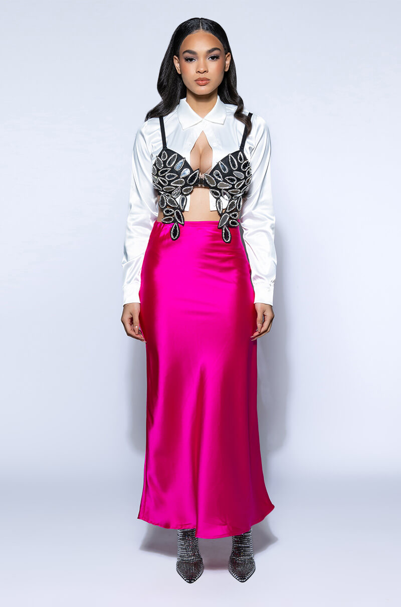 Extra View Beautiful Heart Satin Maxi Skirt 15