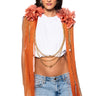 Front View Beautiful Madness Embellished Fringe Top