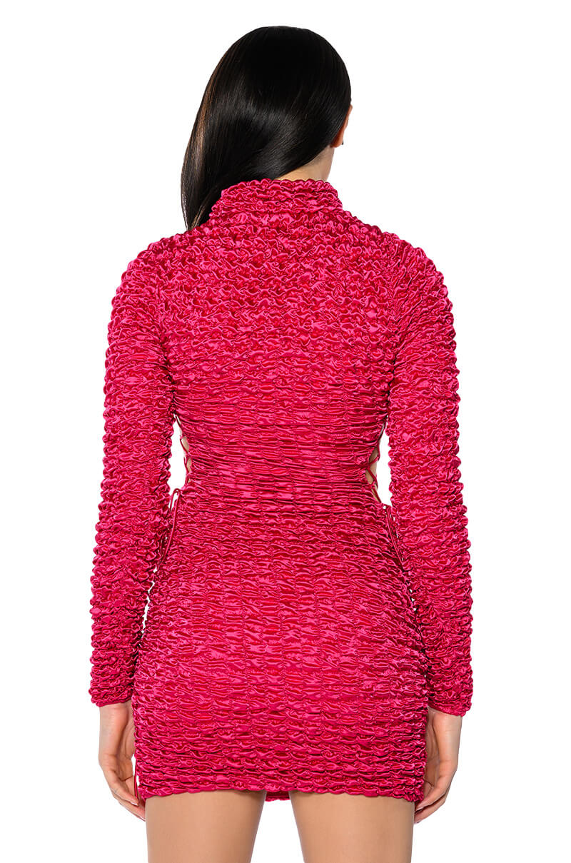 Extra View Beautiful Soul Bubble Stretch Long Sleeve Mini Dress