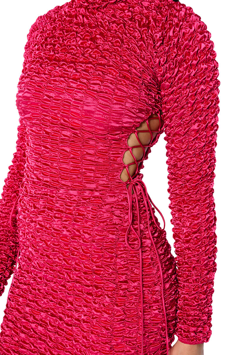 Extra View Beautiful Soul Bubble Stretch Long Sleeve Mini Dress