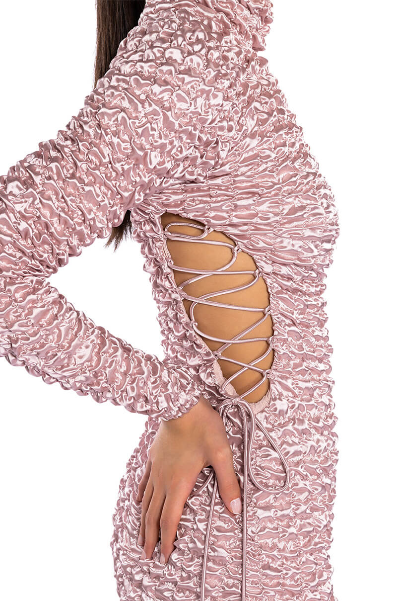 Extra View Beautiful Soul Bubble Stretch Long Sleeve Mini Dress