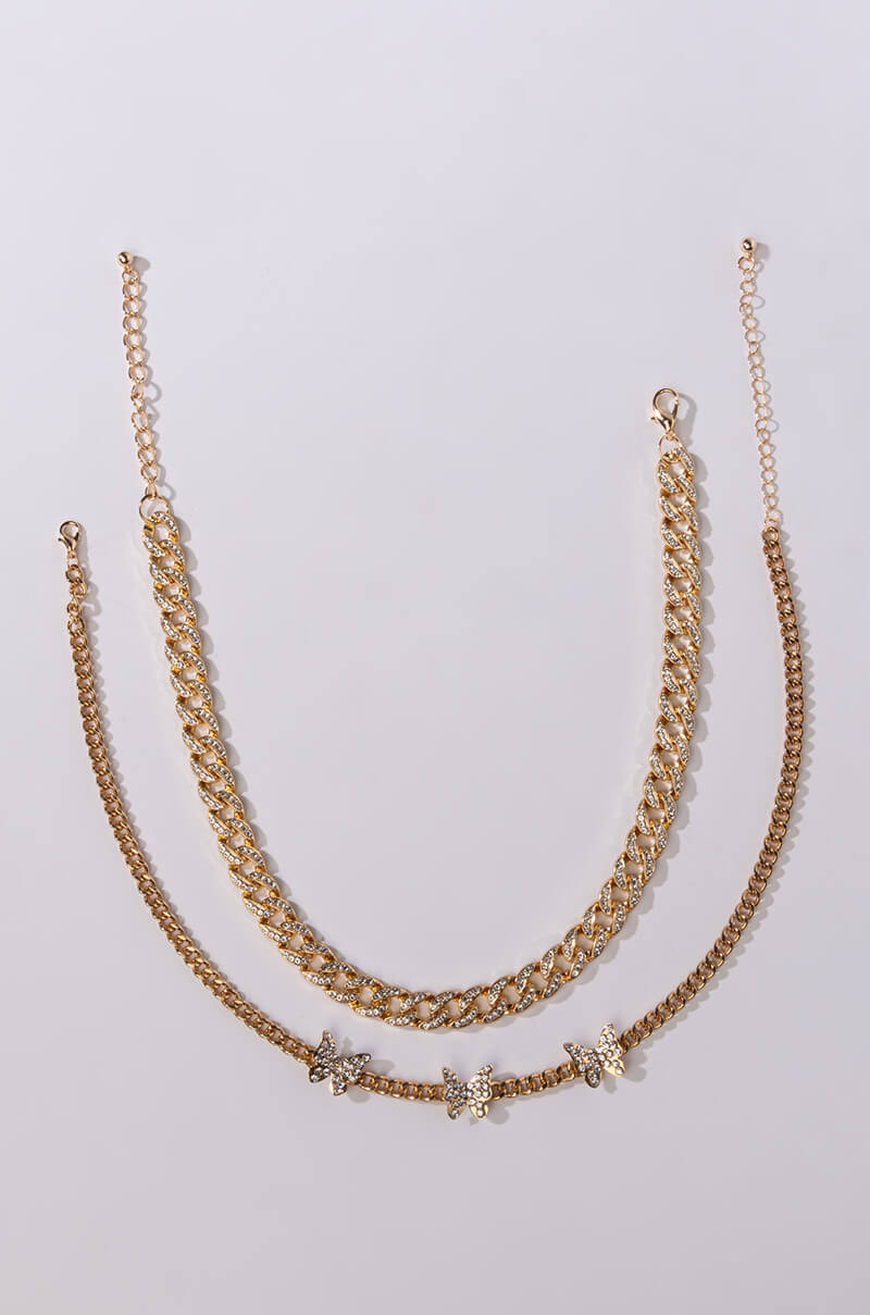 Side View Beautiful Wings Gold Choker Necklace Set