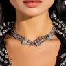 Front View Beautiful Wings Silver Choker Necklace Set