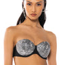 Front View Bedazzle Support Bra D Cup